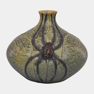 Ephraim Faience 2016 Hand Made Pottery Spiders Tapestry Ceramic Vase - Picture 1 of 7