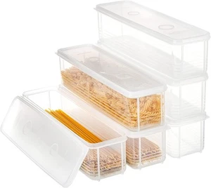ZENFUN Set of 6 Pasta Storage Containers with Lid, Airtight Spaghetti White  - Picture 1 of 8