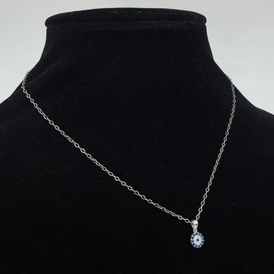 "Collar de cadena para mujer de plata de ley 925 buena suerte circonita cúbica mal de ojo 16""" Foto 1 de 4