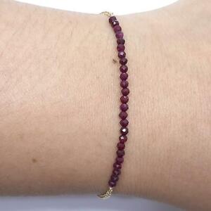 Genuine 2.80ctw Mozambique Ruby 14K Yellow Gold 925 Beads Bracelet