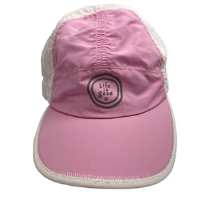 Womens Life Is Good Pink White Baseball Cap Hat Adjustable Elastic Tie One Size - Picture 1 of 11