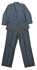 Southwick Gray Glen Plaid Wool 2PC Suit Mens 41R Cuff Pants 36x30 USA Made - Picture 1 of 19