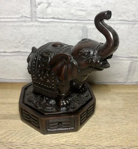 Vintage Chinese Solid Resin Elephant Incense mouth Burner Box Lucky Trunk Up - Picture 1 of 12