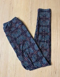 LuLaRoe Geometric Leggings Size OS Teal Blue Purple Black Pink 80s 90s - Picture 1 of 5
