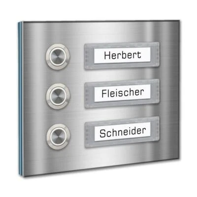 Dreifamilien Türklingel 145x120mm Edelstahl Mehrfamilien 3-fach Türklingeln LED - Bild 1 von 4