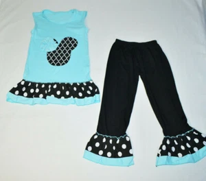 Blue Black Mouse Head Tank Top Tunic Legging Outfit Set Girls Large - Picture 1 of 6