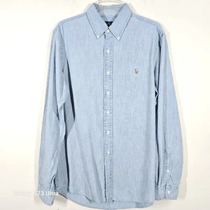 Polo Ralph Lauren Shirt Mens L Denim Chambray Flesh Pony Long Sleeve Button Up - Bild 1 von 12