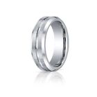 Cobalt Beveled Edge 7mm Brushed And Polished Groove Band Ring Comfort Fit