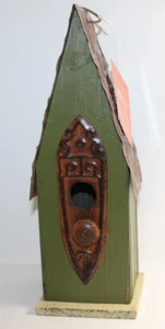 Glitzhome 13.25" Green Distressed Wooden Decorative Hanging Birdhouse - Picture 1 of 10