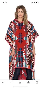 Pendleton ✕ POLER Journey West Jacquard Poncho Jacket Hood Aztec Red Cape - Picture 1 of 13