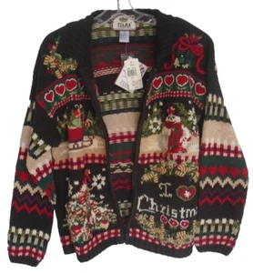 Vintage Tiara International Full Zip Christmas Sweater Womens Size L Multicolor - Picture 1 of 5