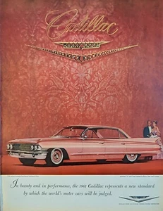 1960 Pink Cadillac Print Ad, Flared Rear Panels, Elegant Luxury Vintage  - Picture 1 of 1