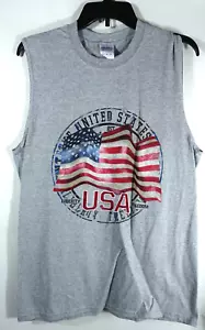 Gildan Muscle Shirt Tank Top Men Medium American Flag USA - Picture 1 of 5