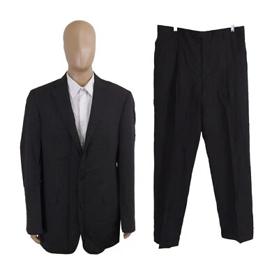 Perry Ellis Portfolio 2 Piece Charcoal Gray Pinstripe Wool Suit 42XL Pants 36X33 - Image 1 of 4