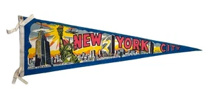 Vintage New York City Felt Pennant Empire State Statue of Liberty 1950s-60s - Picture 1 of 7