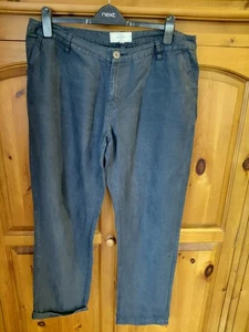 Fat Face Baird McNutt 100% Linen Straight Leg Trousers In Black Size 16 - Picture 1 of 4