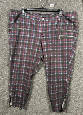 Pantalón ajustado al tobillo elástico Ponte a cuadros Torrid Berry para mujer talla 24 bolsillos con cremallera  Foto 1 de 4