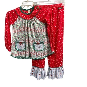 Matilda Jane Size 8 Pajama Set Ruffle Hem Holidays Cold Winters Night - Picture 1 of 6