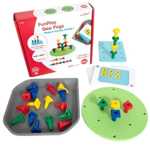 FunPlay Geo Pegs - Homeschool Kit for Toddlers - 18m+ - 24 Plastic Pegs + 2 P... - Picture 1 of 8