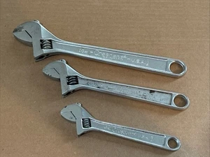 VINTAGE CRESCENT BRAND ADJUSTABLE WRENCHES 10”, 8”, 6” CRESTOLOY MADE IN USA - Picture 1 of 9