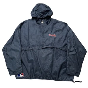 Logo Athletic MLB Atlanta Braves Windbreaker Jacket 3XL Pullover Zip Blue VTG - Picture 1 of 9