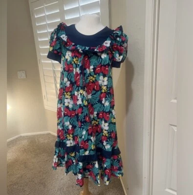 Vestido de salón vintage Tropicana Hawaii Muumuu con volantes pradera campesina floral Foto 1 de 4