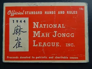1944 NATIONAL MAH JONGG LEAGUE RULES GAME CARD (LOT A) - Picture 1 of 4