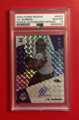 2020 Panini Mosaic Rookie Auto Mosaic JK Dobbins #RA23 PSA 10 Rookie Signed RC - Image 1 of 2