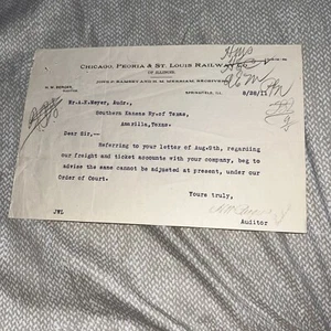 Antique 1911 Letter Chicago Peoria St. Louis to Southern Kansas Railway of Texas - Picture 1 of 1