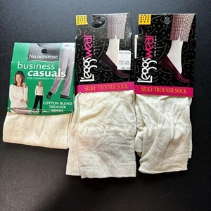 Leggs Wear Hosiery And No Nonsense Trouser Socks Women’s Ivory Vintage 3 Pair - Picture 1 of 2