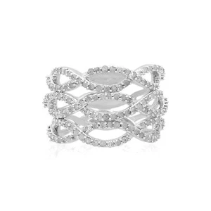 1.14 Ct Round Cut White Natural Diamond Lace Infinity Band Ring Sterling Silver - Picture 1 of 6