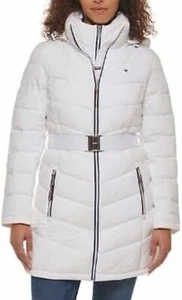 🔥 Tommy Hilfiger Women's Heavy Weight Belted Puffer w/ Silver Hardware Sz L 🔥 - Picture 1 of 8