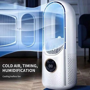 Portable Air Cooler Leafless Electric Fan 6 Speed Silent Timer Air Conditioner - Picture 1 of 19