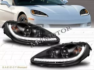 CHEVROLET CORVETTE 2006-2013 C6 L.E.D. PROJECTOR BLACKHEADLIGHTS DRL SEQUENTIAL - Bild 1 von 5