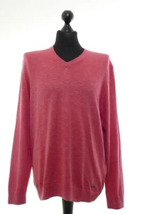 Bugatti Men's Sweater Pullover XL Red Coral Melange Light V-Neck + Cotton - Picture 1 of 5