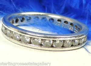 1/8" Diamonique CZ Sterling Silver 0.925 Wedding Anniversary Estate Ring size 6 - Picture 1 of 6