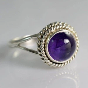 Anillo de joyería hecho a mano de plata de ley 925 con piedras preciosas de amatista todas las tallas-EM-392 - Imagen 1 de 7