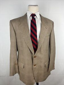 Valentino Men's Beige Plaid Silk Wool Blend Blazer 44R $2,895