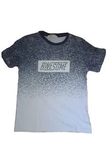 H&M Jungen T-Shirt AWESOME Gr. 152 blau weiß - Bild 1 von 3