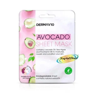 Derma V10 Avocado Skin Softening Moisturising Sheet Face Mask - Picture 1 of 1