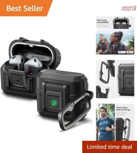 Matte Black Lock Fit Galaxy Buds3 Pro Case with Secure Clip & Hybrid Protection - Picture 1 of 9