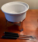 Chantal 3 Cup Fondue Set Ceramic White With Forks And Stand Appetizer Dessert