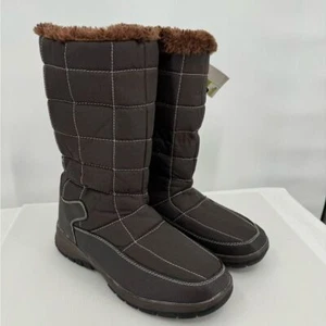 Itasca Vixen Womens Sz 7 Brown Pull on Faux Fur Lined Quilted Mid Calf Boots NWT - Picture 1 of 11