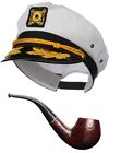 Yacht Captain Hat Costume Accessories Set, Sailor Hat Boat Captain Hat with Pipe