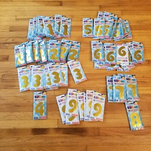 Lot of 74 Assorted Gold Foil Number Balloons - 14 Inches Air Filled - Picture 1 of 7