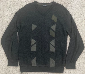 Cooper Canada Mens Large Gray Olive Wool Acrylic Blend Sweater Grandpa Crewneck - Picture 1 of 6