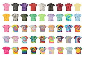 Tie Dye T-Shirts Multi-Color Adult Size 2XL XXL Cotton Colortone - Picture 1 of 57