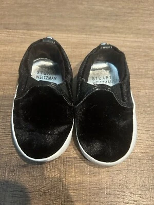 Stuart Weitzman 'Baby Cool' Infantil Niñas Zapatos de Cuna Talla 1 Negro Imitación Gamuza Foto 1 de 3