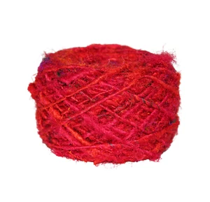 Recycled Sari Silk Yarn - Bulky Yarn - Red - 100GM - art yarn, ethical yarn - Picture 1 of 4