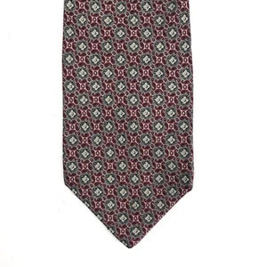 Giorgio Armani Italy 100% Silk Neck Tie One Size Maroon Red Paisley Geometric - Picture 1 of 6